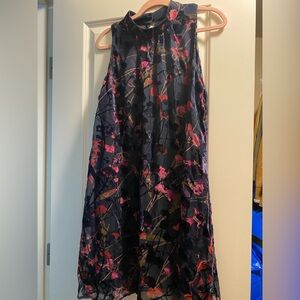 Tommy Hilfiger mock neck shift dress velvet overlay EUC